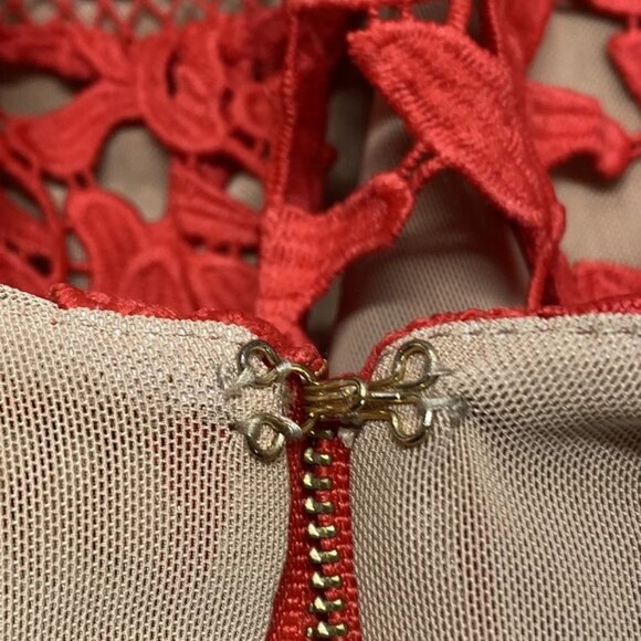 NEW SELF-PORTRAIT Women's Azaelea Lace Mini Dress Red Size 4 – Sleeveless - Picture 6 of 10